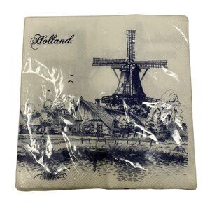 Holland Windmill Print Paper Napkins 20 Pack Made In Germany Square 3ply Collage